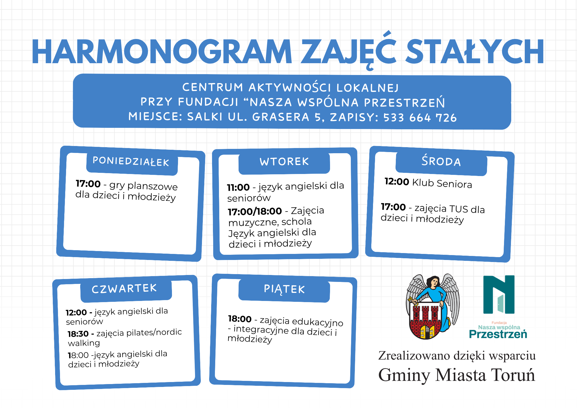 Harmonogram Centrum Aktywności Lokalnej